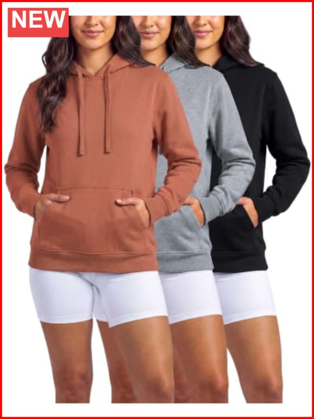 3 Pack Women's Fleece Pullover Hoodies Sweatshirts Hooded Tops Gym